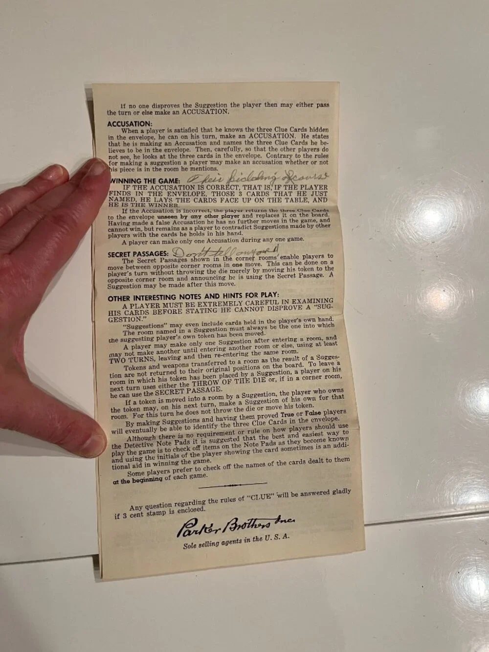 1949/1950 Clue Parker Brothers 100% Complete - Original Pencils